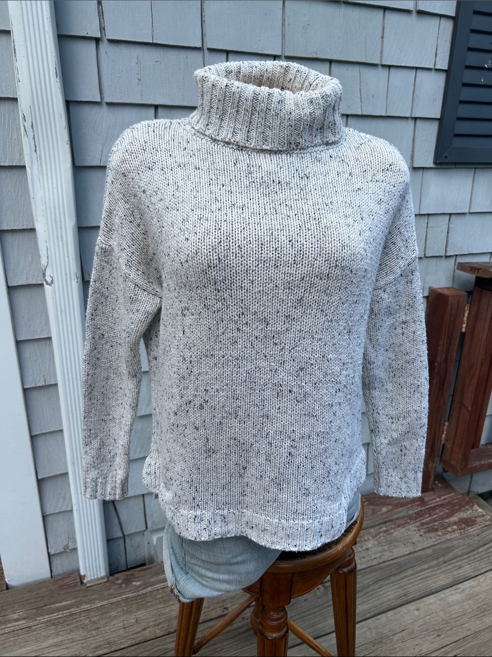 Marine Layer Speckled Cream Cowl Sweater cotton blend XS